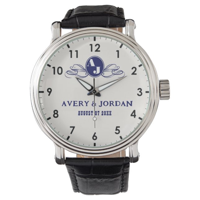 Monogram name initial for wedding gift watch (Front)