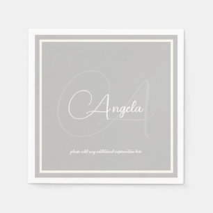 Monogram (name & initial) Grey standard napkins
