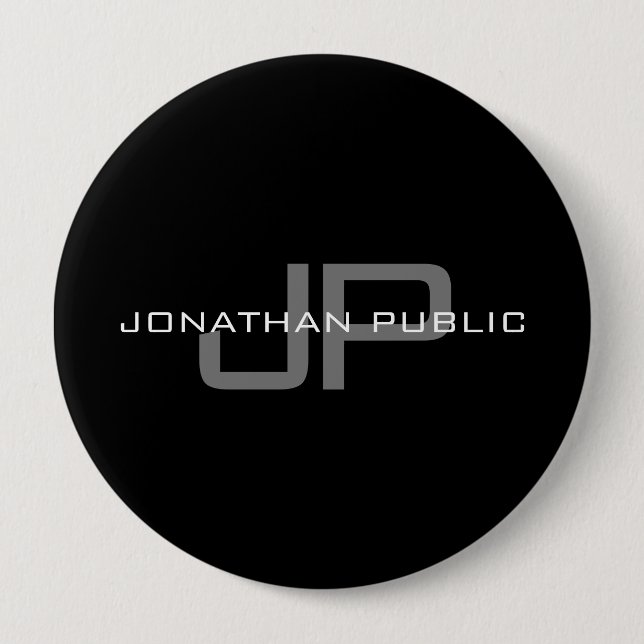 Monogram Name Initial Letter Black Template Huge 10 Cm Round Badge (Front)
