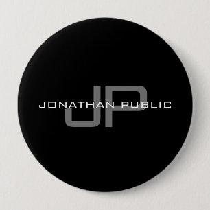 Monogram Name Initial Letter Black Template Huge 10 Cm Round Badge