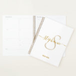 Monogram Name Initial Modern Gold Script Planner<br><div class="desc">Monogram Name Initial Modern Gold Script Planner. Easy to customise. Get yours today!</div>