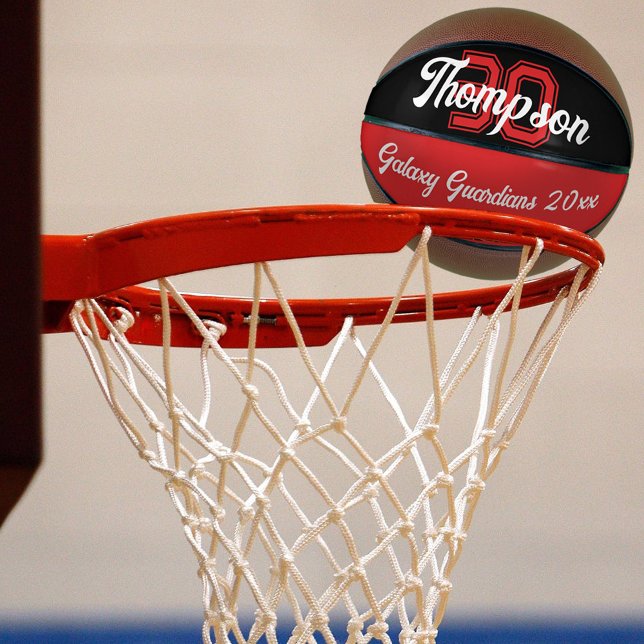Monogram name initial or number team black red basketball (Creator Uploaded)