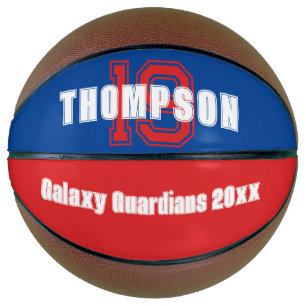 Monogram name initial or number team blue red basketball