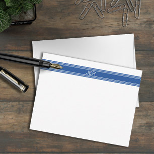 Monogram Name Initials Modern Minimalist Flat Blue Card