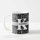 Monogram Name Leopard Print Black Silver Grey  Coffee Mug<br><div class="desc">Leopard Print Animal Print Black and Silver Grey Coffee Mug. Monogram it with your initial and name or text.</div>