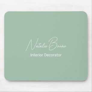Monogram Name Light Green White Interior Decorator Mouse Mat