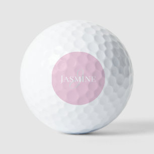 Monogram Name Light Pink White Elegant Girly  Golf Balls