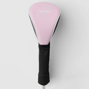 Monogram Name Light Pink White Elegant Girly Golf Head Cover