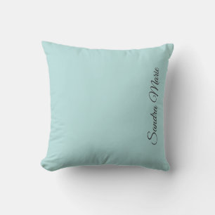 Monogram Name Light Teal Aqua solid colour pillow