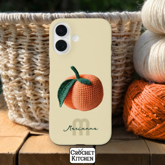 Monogram Name Minimal Modern Crochet Peach   iPhone 16 Case