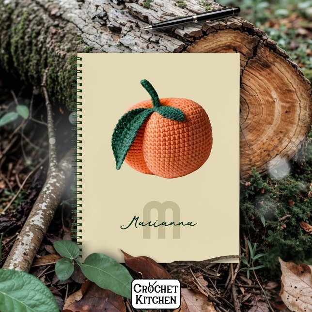 Monogram Name Minimal Modern Crochet Peach   Notebook (Creator Uploaded)