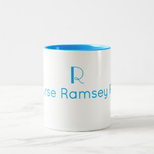 Monogram Name Minimalist Sky Blue School Nurse Two-Tone Coffee Mug