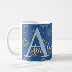 Monogram Name Modern Floral Coffee Mug