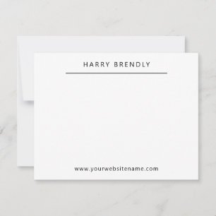 Monogram Name Modern Minimal Flat Note Card White