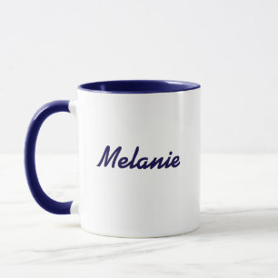 Monogram Name Modern Minimalist Navy White Mug