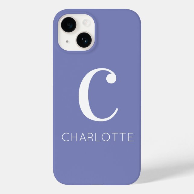 Monogram Name Modern Periwinkle Case-Mate iPhone Case (Back)