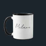 Monogram Name Modern Script Black White Mug<br><div class="desc">Monogram Name  Modern Script Black White Mug.</div>