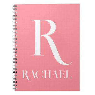 Monogram Name Modern Stylish Pink Notebook