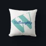 Monogram Name Modern Typography Cushion<br><div class="desc">A fun modern tilted monogram and name typography design.  Change the initial and name to personalise.</div>