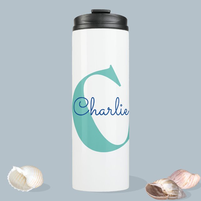 Monogram Name Modern Typography Thermal Tumbler (Creator Uploaded)