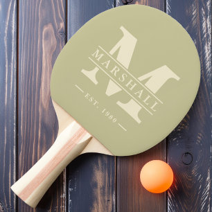 Monogram & Name Overlay Dust Sage Ping Pong Paddle