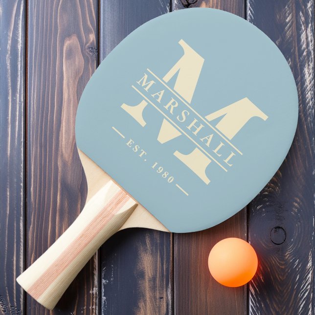 Monogram & Name Overlay Light Sky Ping Pong Paddle (Creator Uploaded)
