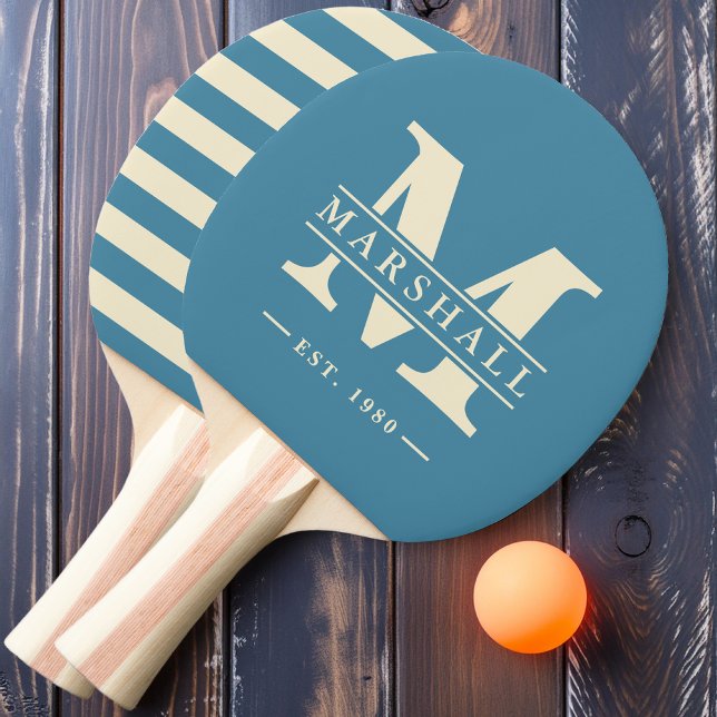 Monogram & Name Overlay Polo Deep Aqua Ping Pong Paddle (Creator Uploaded)