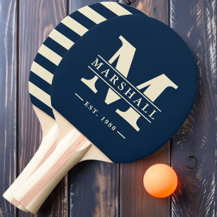 Monogram & Name Overlay Polo Deep Sea Blue Ping Pong Paddle