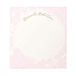 Monogram Name Pastel Pink Gold Splattered Stylish  Notepad