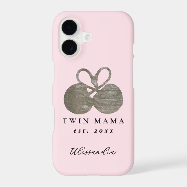 Monogram Name Pastel Pink Twin Mama Est. Year  (Back)