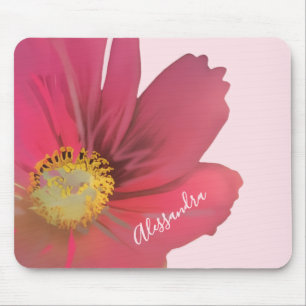 Monogram Name Pastel Pink Watercolor Floral Mouse Mat
