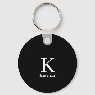 Monogram name personalised black elegant modern key ring