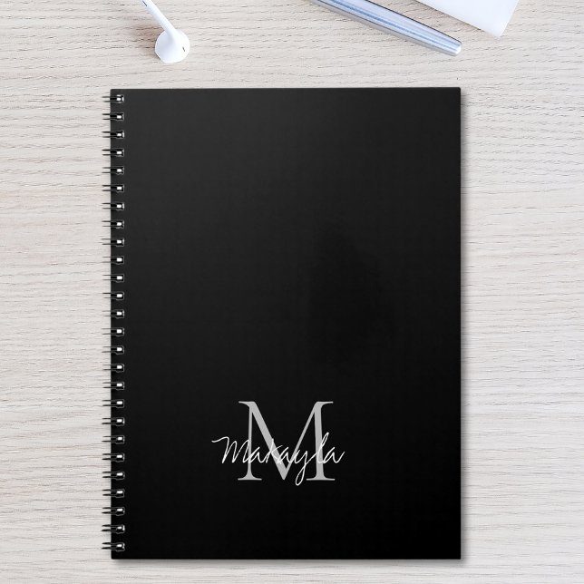 Monogram Name Personalised Black Notebook (Creator Uploaded)