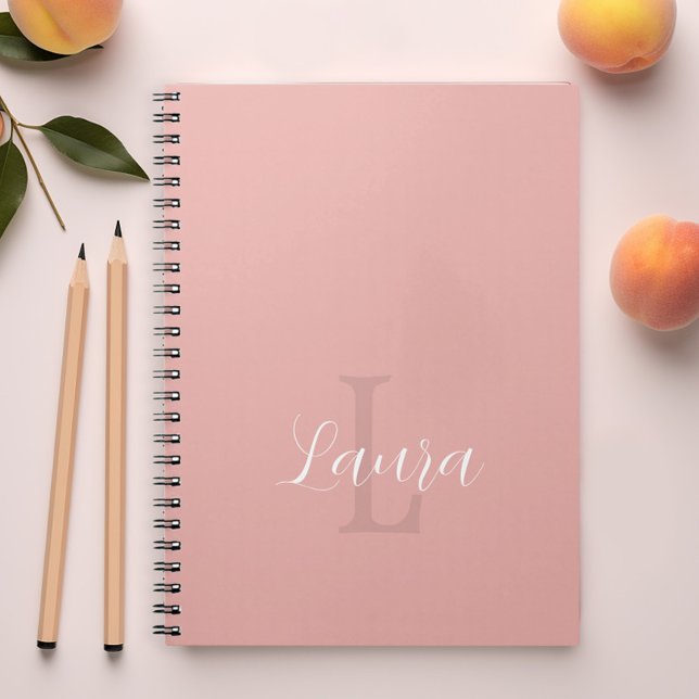 Monogram name personalised blush pink girly notebook (Creator Uploaded)