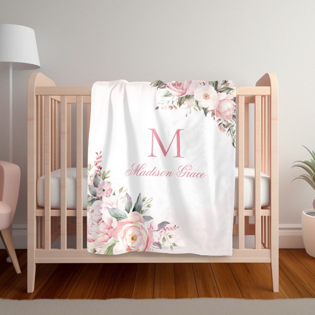 Monogram Name Personalised Custom Fleece Blanket (Creator Uploaded)