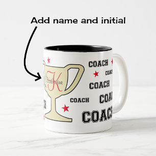 Monogram name personalised for sports coach Two-Tone coffee mug