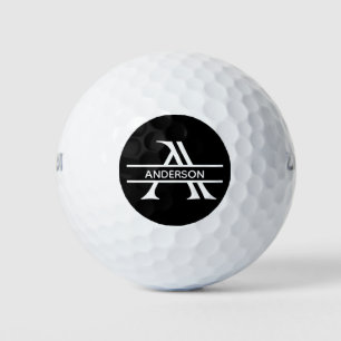 Monogram Name Personalised Letter A Black White Golf Balls