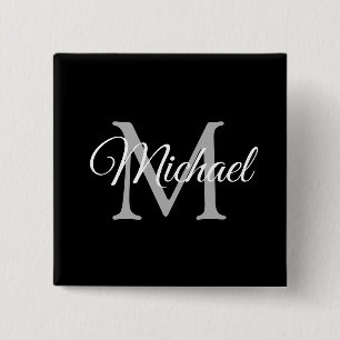 Monogram Name Personalized Black Template Square 15 Cm Square Badge