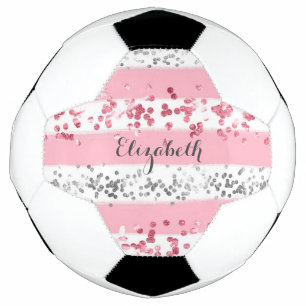 Monogram Name Pink White Grey Glitter Girly Trendy Football