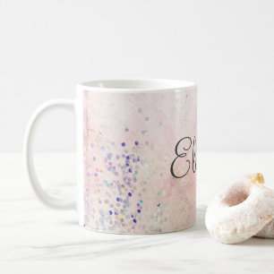 Monogram Name Pink White Sparkle Elegant   Coffee Mug