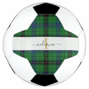 Monogram Name Plaid Typography Rustic Tartan Football