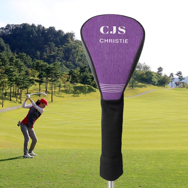 Monogram Name, Purple Denim Print, Golf Head Cover (Creator Uploaded)
