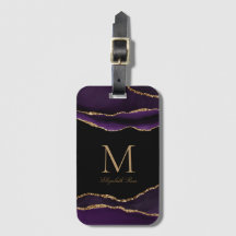 Monogram Name Purple Gold Black