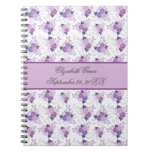 Monogram Name Purple Pink Floral New Baby Notebook