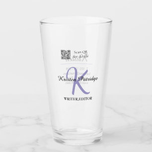 Monogram name purple writer editper QR code busine Glass