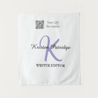 Monogram name purple writer editper QR code busine