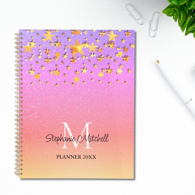 Monogram Name Rainbow Gold Stars Planner (Creator Uploaded)