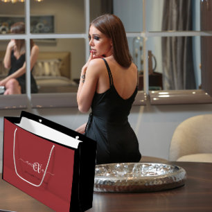 Monogram Name Red Bean Bridal Sweet16th Wedding  Large Gift Bag