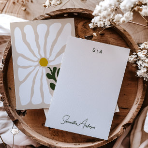 Monogram & Name Retro Vintage-Style Earthy Floral Card