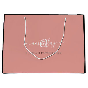Monogram Name Rose Blush Shop Wedding Gift Large Gift Bag
